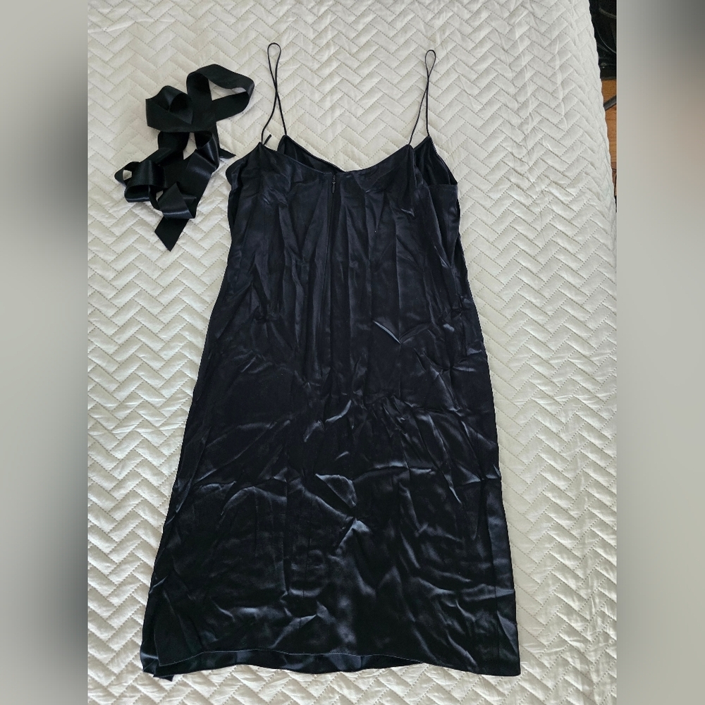 Rickie Freeman Teri John Black Silk Slip Dress - Picture 2 of 7